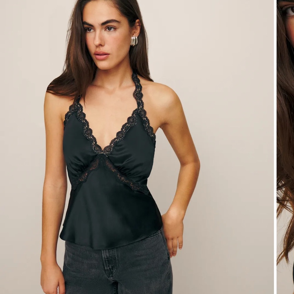 Reformation Monica Silk Top (black)